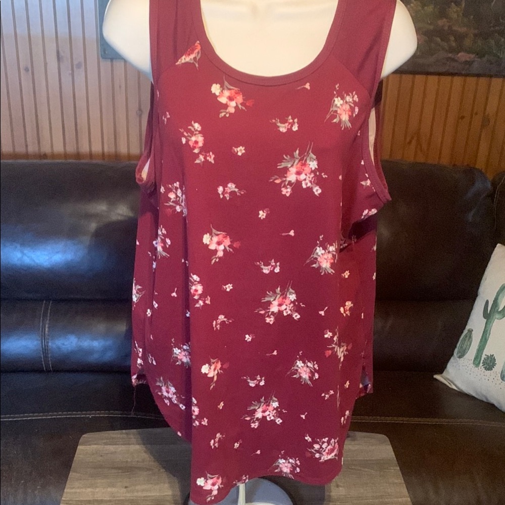 Wishful Park Red Ruffled Tank Top